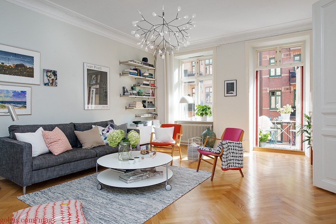 معرفی یک آپارتمان رنگارنگ با طراحی اسکاندیناوی + تصاویر